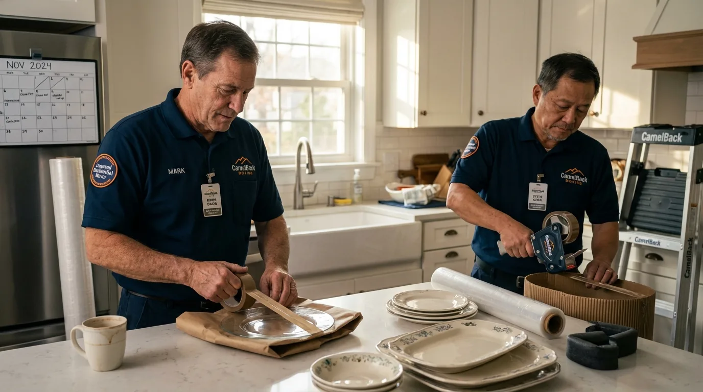 Professional crew packing kitchen dishware in Fort Fairfield, ME